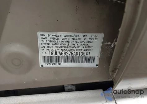 2005 Acura Tl z USA, uszkodzony, nr VIN 19UUA66275A013941